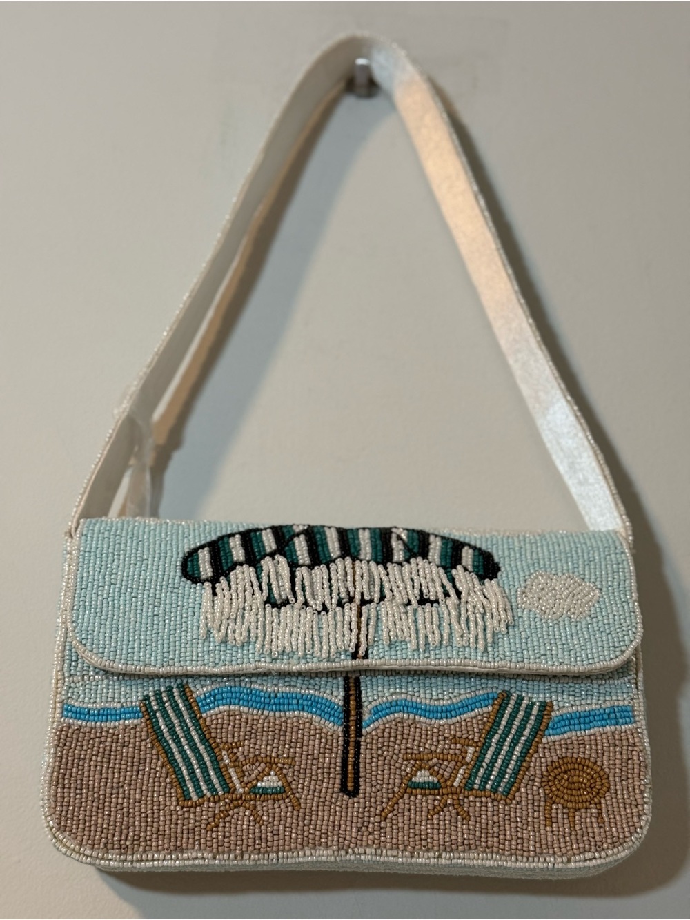 Beaded Beach Umbrella Shoulder Bag - Picture 3 of 6